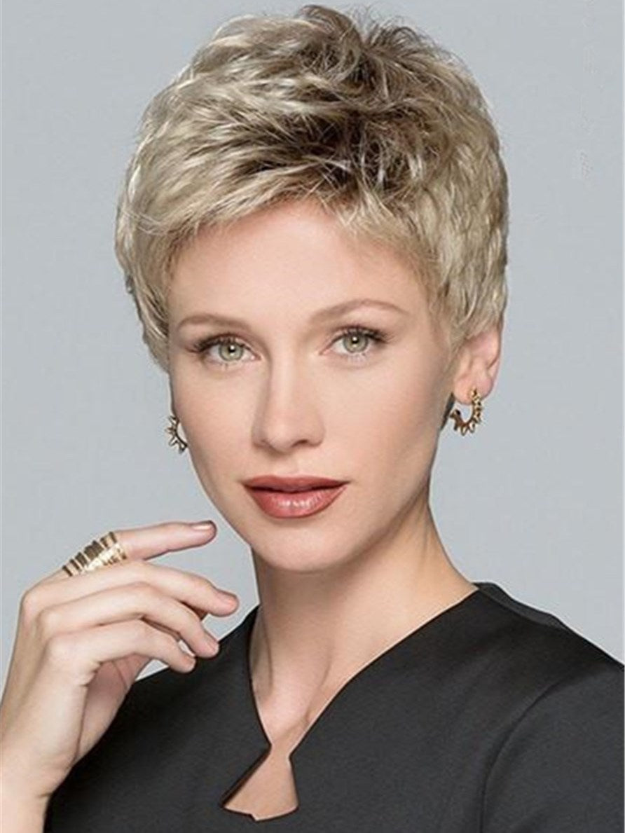 Lace Front Cap Straight Women 120% Short Wigs Popswig Heat Resistant Natural Looking Daily Party Wigs Cosplay Wigs with Natural Bangs with Free Wig Cap