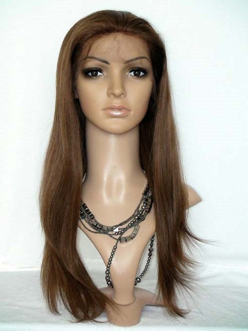 Popswig Full Lace Cap Straight Remy Human Hair 20 Inches 120% Wigs