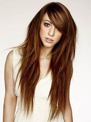 Popswig Human Hair Straight Capless 24 Inches 120% Wigs