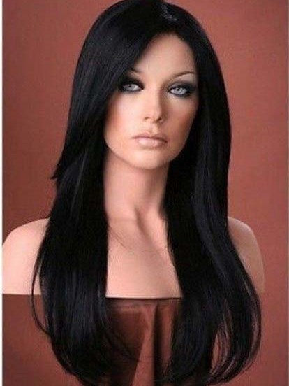 Popswig Human Hair Lace Front Cap Straight 20 Inches Wigs